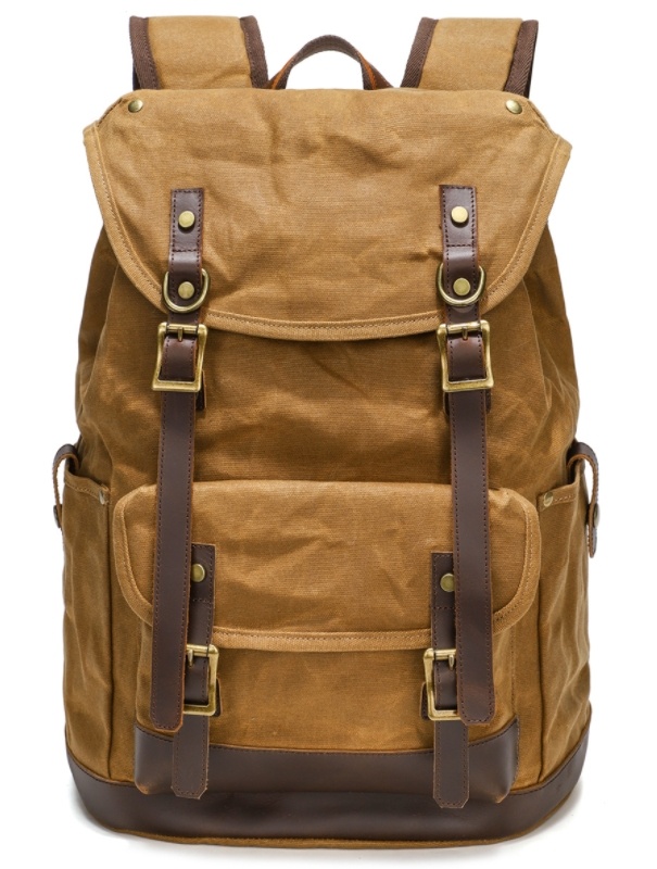 Waxed Canvas Backpack/Double Shoulder Bag/Travel Bag